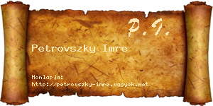Petrovszky Imre névjegykártya